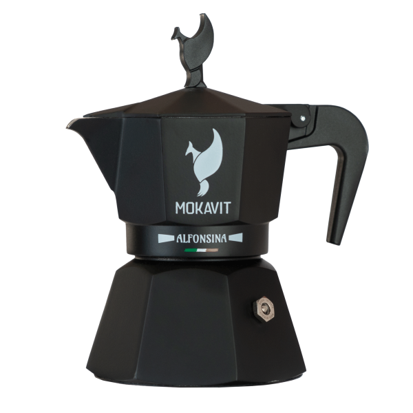 Mokavit Espressokocher schwarz Seitenansicht