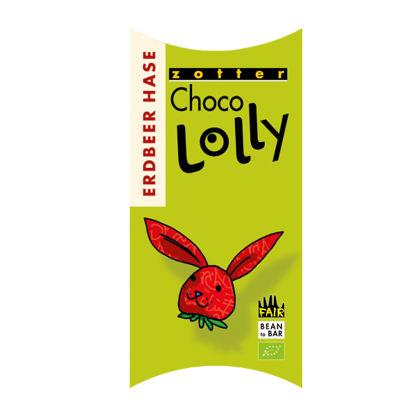 Zotter LollyTop Erdbeer Hase Artikelbild 1 Zotter Schokolade Erdbeere