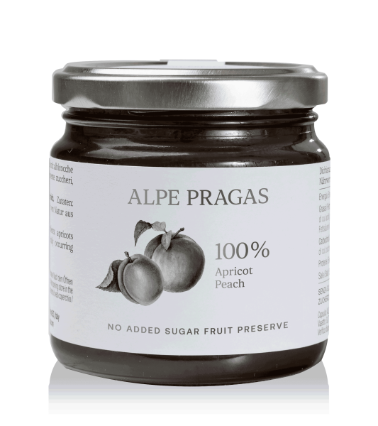 Alpe Pragas Fruchtaufstrich Apricot und Peach vorne