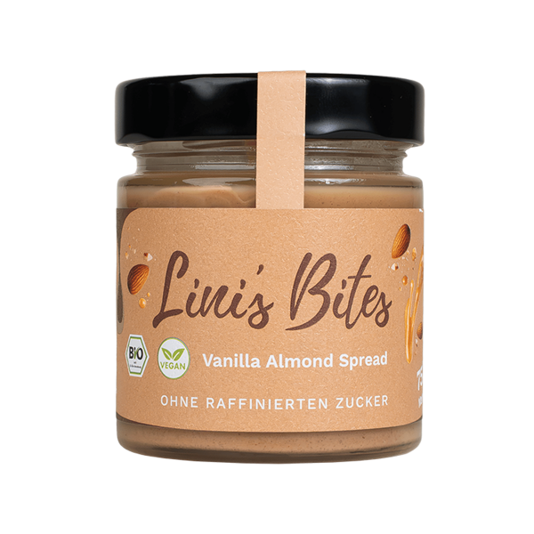 Lini s Bites Bio Spread Vanilla Almond Cookie Linis Bites Vanilla Almond Spread Artikelbild 1