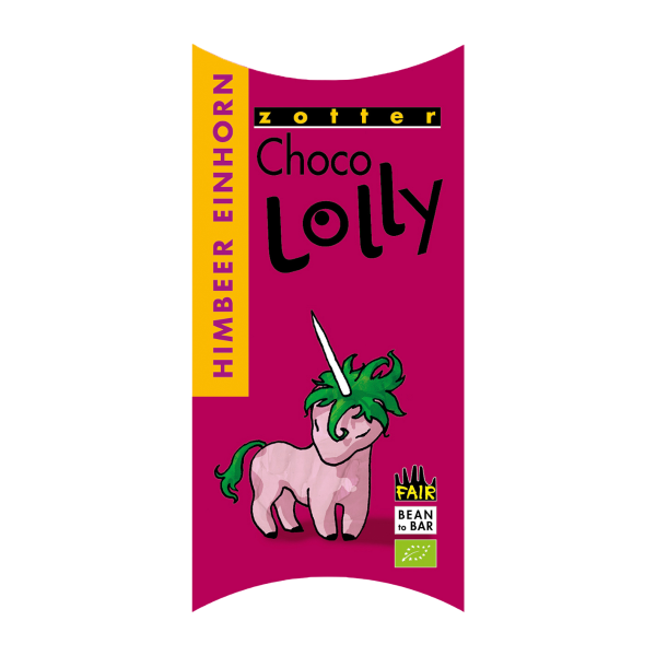 Zotter LollyTop Himbeer Einhorn Artikelbild 1 Zotter Schokolade Himbeere