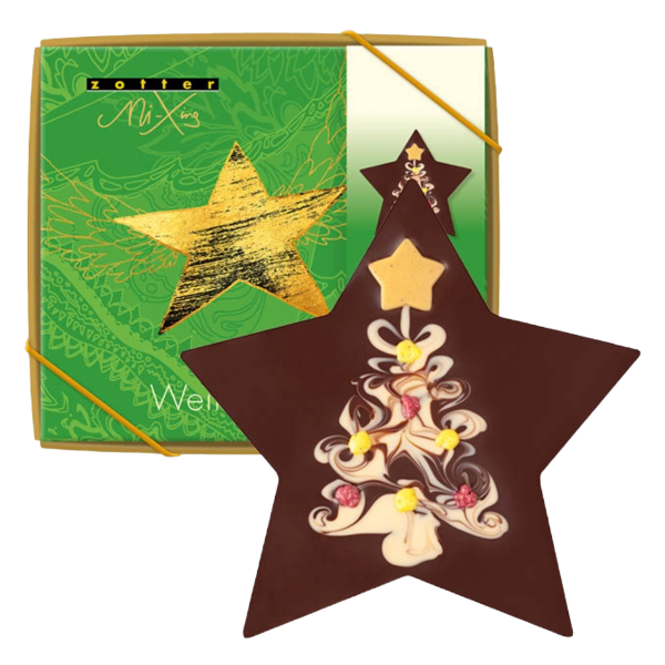 Zotter Mi Xing Weihnachtsstern mit Tannenbaum Zotter Mi Xing Schokolade Tannenbaum Artikelbild 1