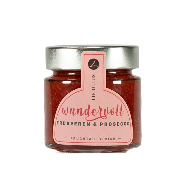 Lucullus Wundervoll Erdbeeren und Prosecco Fruchtaufstrich Artikelbild 1 Lucullus Erdbeere Prosecco Fruchtaufstrich
