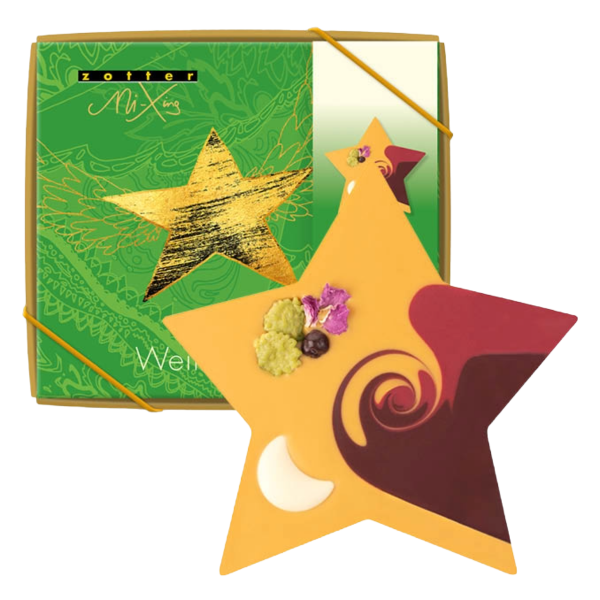 Zotter Mi Xing Weihnachtsstern Sternzauber Zotter Mi Xing Schokolade Marille Beeren Artikelbild 1