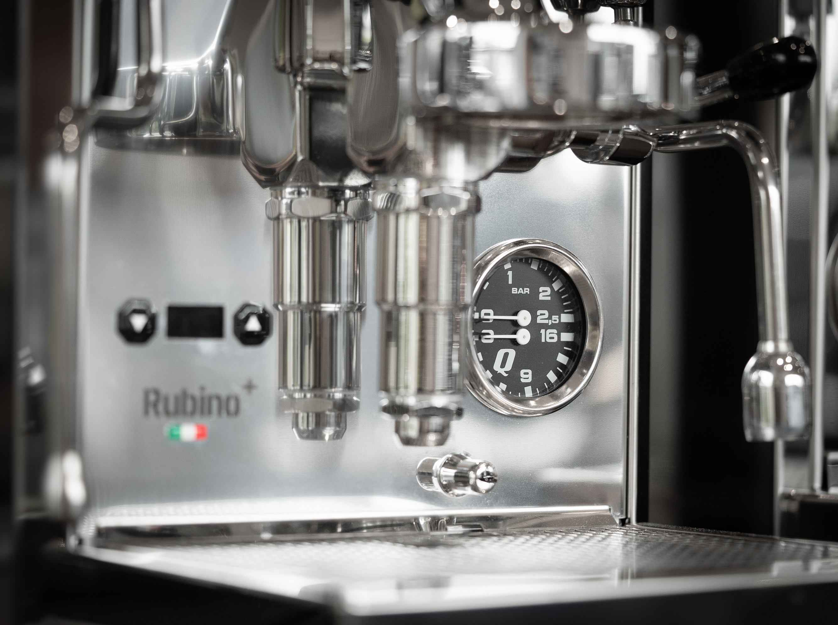 Detailansicht Quick Mill Rubino Plus Instant Stability mit Betonung auf die Benutzererfahrung.