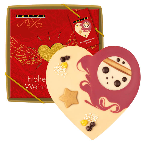 Zotter Mi Xing Rot weisses Zimt Herz Artikelbild 1 Zotter Mi Xing Schokolade