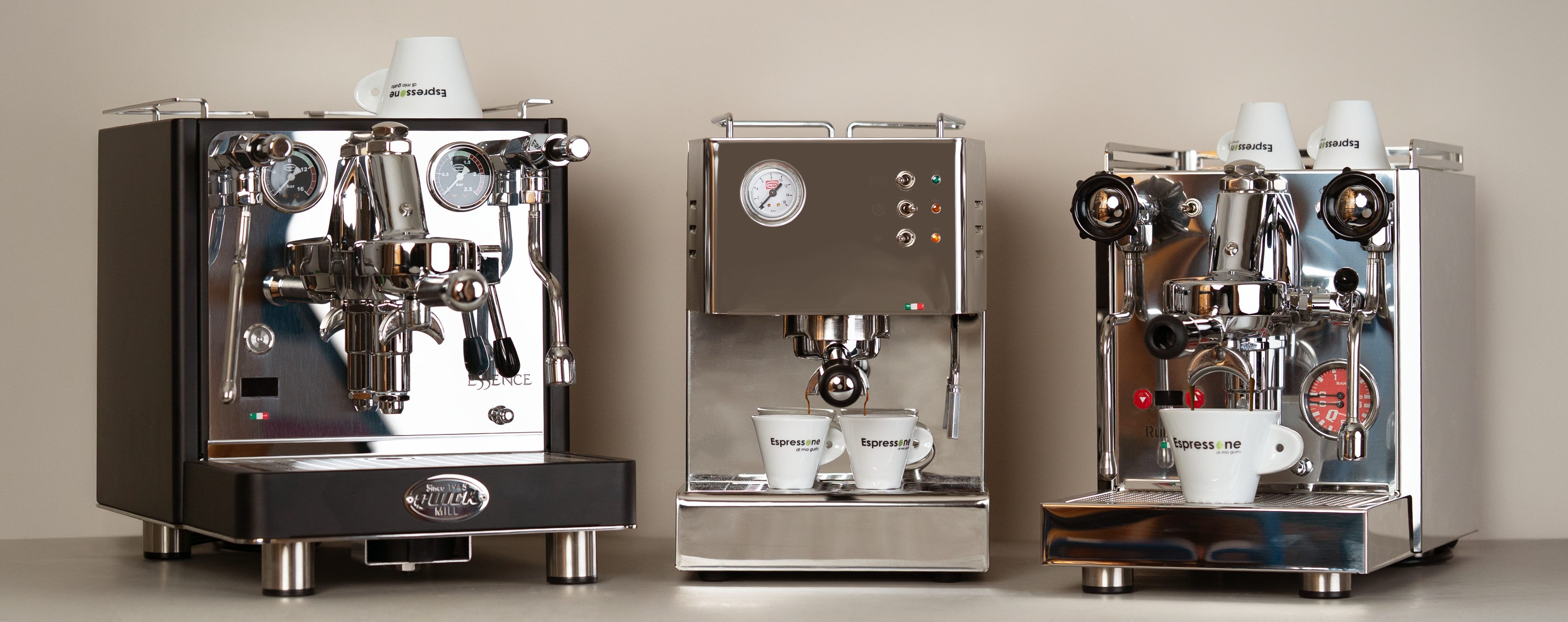 Quick Mill Herobild. Zusammenstellung ausgewählter Quick Mill Maschinen