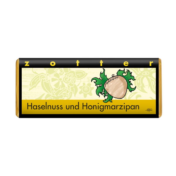 Zotter Haselnuss und Honigmarzipan Artikelbild 1 Zotter Schokolade Haselnuss und Honigmarzipan