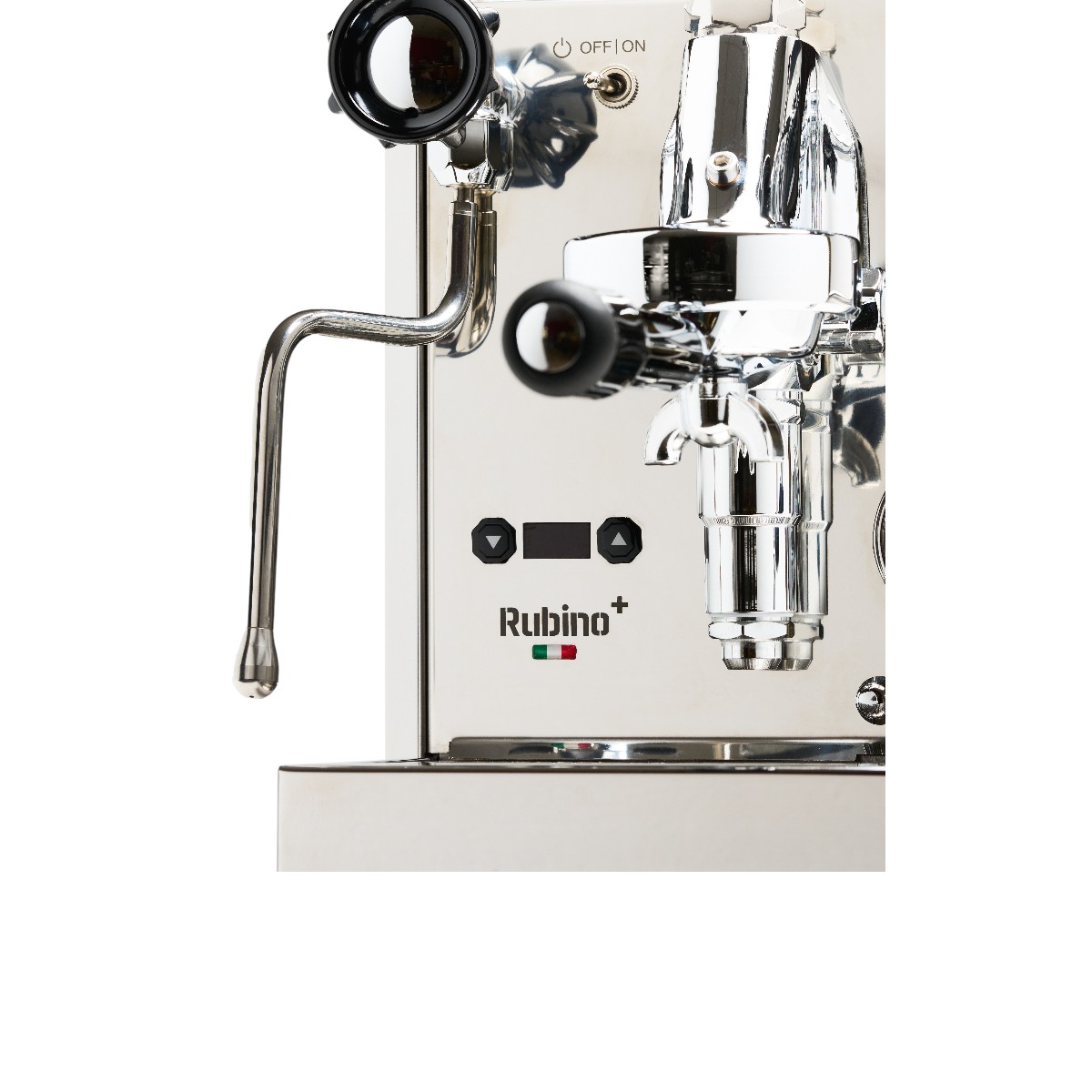 Detailansicht Quick Mill Rubino Plus mit Betonung auf die Benutzererfahrung.