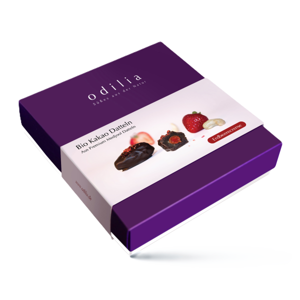 Bio Erdbeere Kakao Datteln Artikelbild 1 Kakao Datteln Erdbeercreme